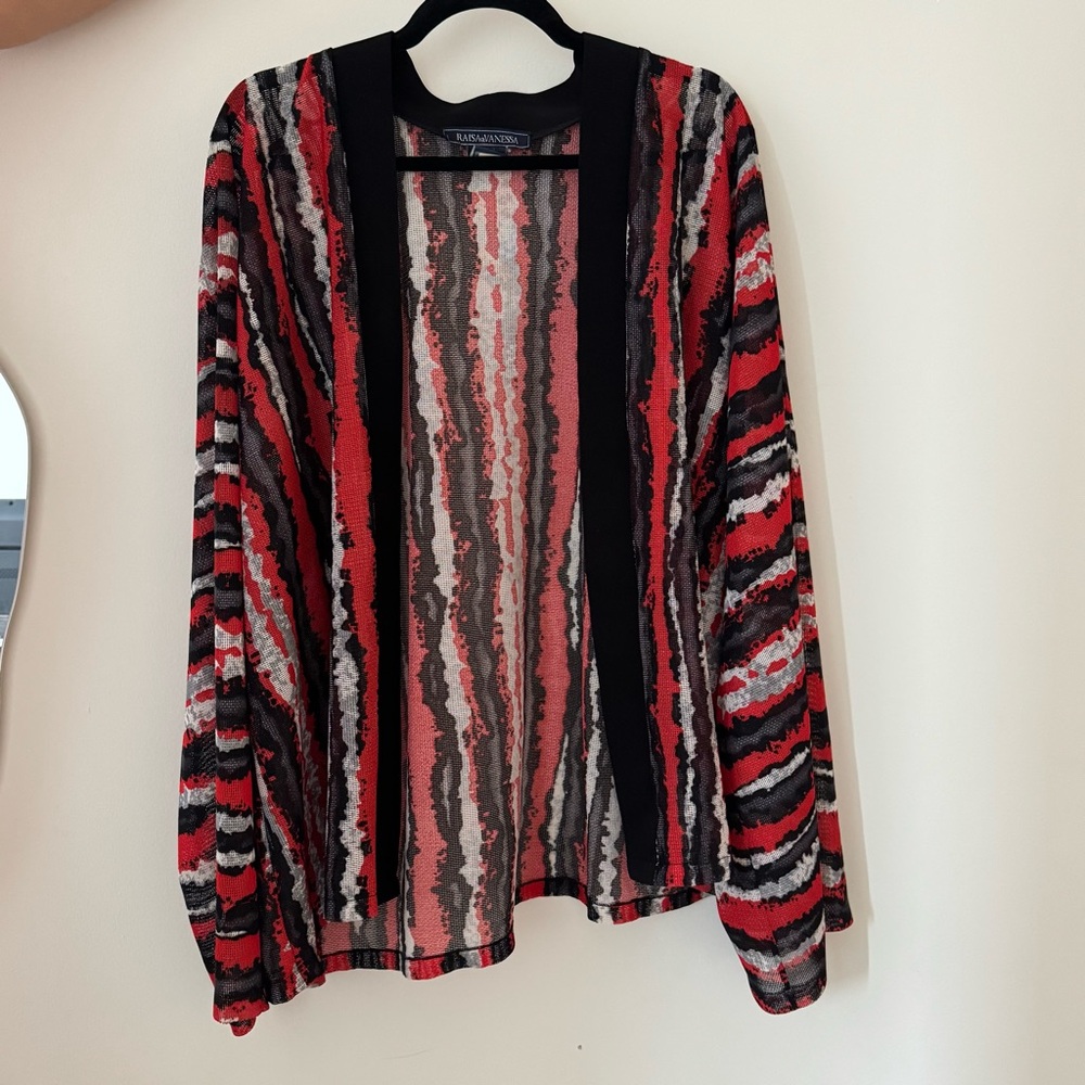 Raisa Vanessa Zebra Striped Red Black Kimono
